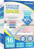 Fygrip Vacuum Storage Bags with Hand Pump, Plastic Packaging Bags, 80% Space Saver Vacuum Seal Bags for Clothing, Travel Lugg