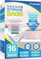 Fygrip Vacuum Storage Bags with Hand Pump, Plastic Packaging Bags, 80% Space Saver Vacuum Seal Bags for Clothing, Travel Lugg