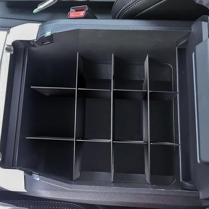 Center Console Organizer Compatible with Ford F250/F350/F450 (2017-2022) and Expedition (2018-2024) Interior Accessories Armrest Storage Box Insert Tray, Black(Full console w/bucket seats ONLY)