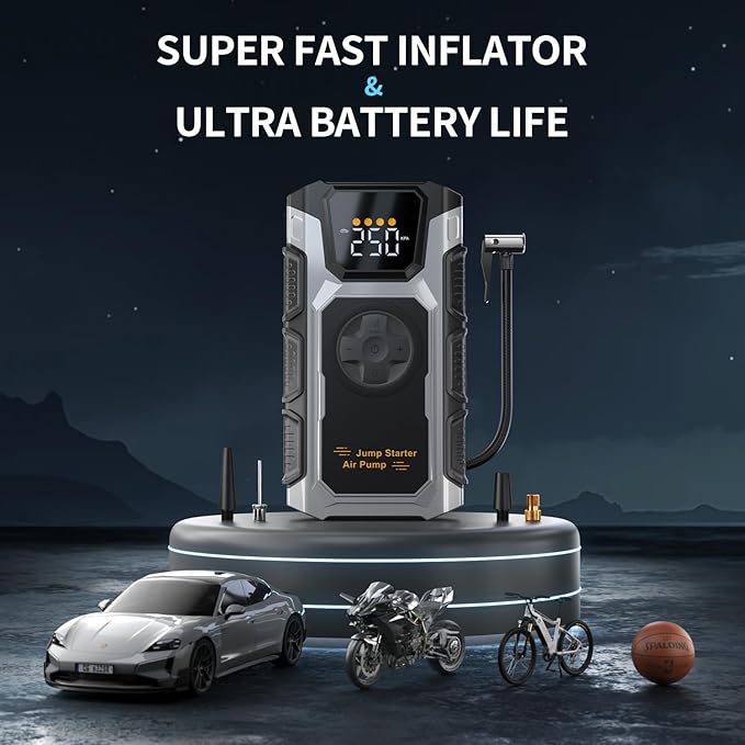 5500A Jump Starter with Air Compressor 150PSI Portable Car Battery Charger Combo Tire Inflator for up to 9.5L Gas/8.0L