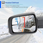 Spec-D Tuning Black Power Fold Heated + LED Signal + Blind Spot Monitor Left Driver Side Mirror Compatible with 2019-2024 Ram 1500, Left + Right Pair