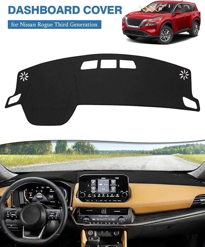 FIILINES Dash Cover for Nissan Rogue 2021-2025 (Not Fit Nissan Rogue Sport/SL/Platinum), Dashboard Mat Cover Sunshade Nonslip