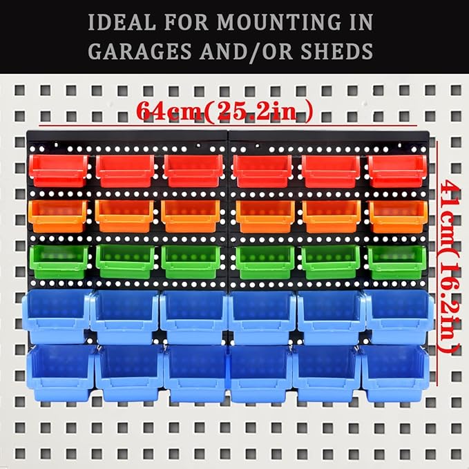 Wall Mounted Storage Bins Parts Rack 4 Colors Garage Plastic Shop Tool Organizer, ABS Plastic Garage Rack, Screw Storage 30 B