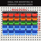 Wall Mounted Storage Bins Parts Rack 4 Colors Garage Plastic Shop Tool Organizer, ABS Plastic Garage Rack, Screw Storage 120 