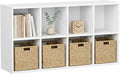 YESHOMY 8-Cube Storage Organizer, 2-Tier White Bookshelf Open Frame, Modern Bookcase Display Shelf with Adjustable Shelves fo