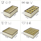 Drawer Organizer for Clothes Set, 4 Pack Foldable Dresser Closet Dividers (6/8/7/24-Cell), Non-Woven Underwear & Sock Drawer 
