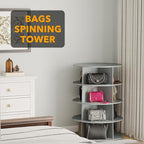SpaceAid 4 Tier Rotating Shoe Rack Tower, Spinning Shoe Display Lazy Susan, Revolving 360 Shoe Rack Storage Round Carousel, V