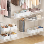 DIMJ Closet Storage Bins 8 Pack - Fabric Storage Baskets for Shelves, Large Clothes Organizers with Handles, Trapezoid Shelf 