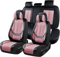 Coverado Universal Seat Covers Full Set, 5 Seats Universal Seat Covers for Cars, Waterproof Nappa Leather Car Seat Covers wit