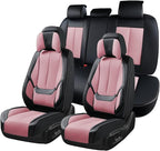 Coverado Universal Seat Covers Full Set, 5 Seats Universal Seat Covers for Cars, Waterproof Nappa Leather Car Seat Covers wit