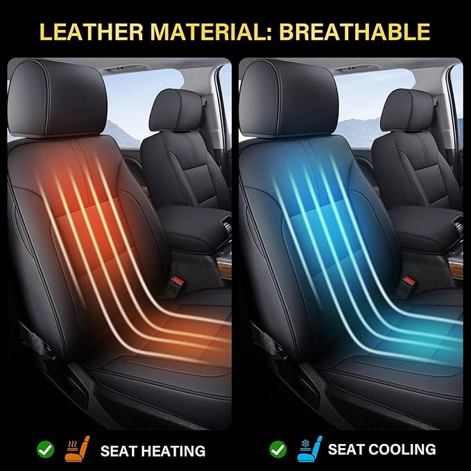 Coverado Chevy Silverado Seat Covers, Faux Leather Seat Covers Fit for Chevy Silverado GMC Sierra 2007-2025 1500, 2015-2025 2
