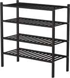 ROMGUAR CRAFT 4 Tier Bamboo Shoe Rack for Closet Free Standing Wood Shoe Shelf for Entryway Small Space Stackable 27"x11"x26"