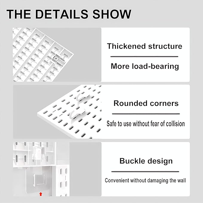 Pegboard Combination Kit, Modular White Pegboard Wall Organizer with 4 Pegboards & Accessories Hanging for Gaming Office Wall