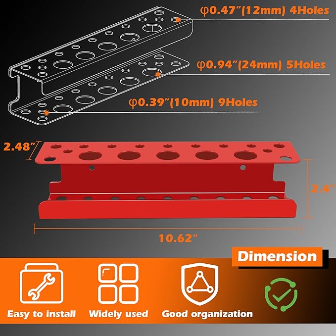 ULIBERMAGNET Magnetic Screwdriver Holder,Heavy Duty Pliers Metal Organizer Rack,Wall Mount Garage Organizer for Screwdriver, 
