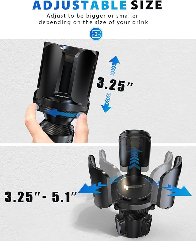 IPOW 2Pack Car Cup Holder Expander with Adjustable Holder & Base, Compatible with Yeti Ramblers, Hydro Flasks Most Coffee Mug
