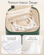VLANDO Jewelry Travel Case,Travel Jewelry Organizer with Clear Velvet Jewelry Bags 6Pcs Zipper Pouch for Women Girl Christmas