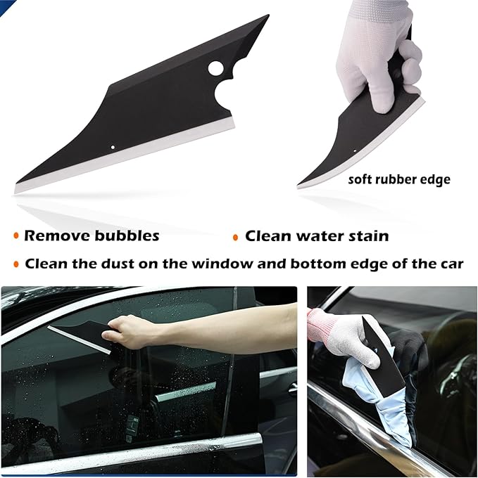 EHDIS Vinyl Wrap Tool Window Tint Kit 7 Pieces Vehicle Tinting Tools Car Glass Protective Film Wrapping Installation Set Included Vinyl Scraper, Window Rubber Squeegee,Cutting Knife with Blades