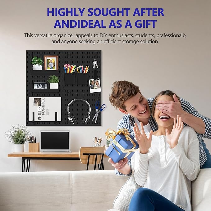 Pegboard Combination Kit, Modular White Pegboard Wall Organizer with 4 Pegboards & Accessories Hanging for Gaming Office Wall