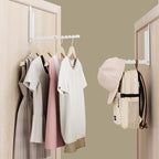 BAKON Over The Door Hanger Folding Clothes Drying Rack, Double Fold Hanging Door Hooks Coat Rack for Indoor Laundry Room Comp