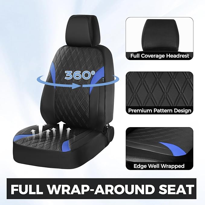 FLORICH Car Seat Covers Full Set, Leather Seat Covers for Cars, Car Seat Protector Waterproof, Universal Automotive Seat Cove