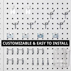 Azar Displays, 900945-WHT, 70 Piece Pegboard Organizer, Wall Mount Peg Board Combination Panel Kit for Bedroom, Craft Room, S