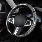 Carbon Fiber Steering Wheel Cover, Snap on Car Steering Wheel Cover Set Accessories 3pcs Wrap Grip Non Slip Protector Universal Glossy Silver