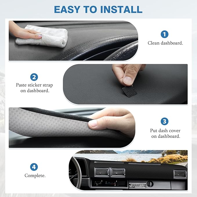 FIILINES Dash Cover for 1984-1988 Toyota 4Runner Pickup Truck, Dashboard Mat Accessories Dash Cover Sunshade Nonslip Mesh Pro