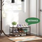 kiplant Bamboo Shoe Rack for Entryway, 2-Tier Stackable | Foldable | Natural, Shoe Organizer for Hallway Closet, Free Standin