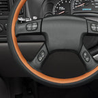 MEWANT Hand-Stitched Steering Wheel Cover for Chevy Silverado 1500 2003-2006 Trailblazer Black Brown Faux Leather Wrap