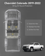 3W Floor Mats Fit for 2015-2022 Chevy Colorado Crew Cab/GMC Canyon Crew Cab, Full TPE All Weather Chevy Colorado Car Mats 1st & 2nd Row Custom Fit Accessories for Chevrolet/GMC, Black