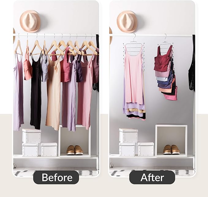 ZEDODIER 6 Pack Tank Top Hanger Space Saving, Bra Hangers for Closet Organizer, Hanging Bra Organizer Tank Tops Holder with 4