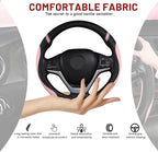 Cxtiy Pickup Truck Steering Wheel Cover – Sproty Fahsion Premium Leather Universal Non-Slip Steering Wheel Grip Set for Women
