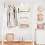 MAX Houser 3-Shelf Hanging Closet Organizers, Collapsible Closet Hanging Shelves for Camper, Nursery Hanging Organizers, Beig
