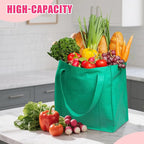 12 Pack Heavy Duty Reusable Grocery Bags - Large Shopping Totes Reinforced Handles, Holds 40 lbs, Foldable and Washable (Rose red)