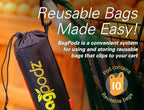 Sturdy Reusable Grocery Bags Foldable and Washable - Made From RipStop Nylon Hold 50lbs - Designed in USA Reusable Shopping Bags Inside a Compact Pod with Carry Clip - 10 Pack in Orange