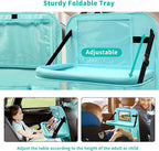 Backseat Car Organizer with Tablet Holder, 6 Storage Pockets Car Storage Organizer with Foldable Food Tray, Kick Mats Travel Accessories, 2 Pack BLue