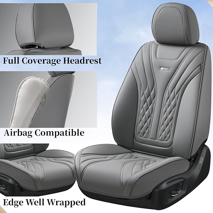 Coverado Car Seat Covers, Car Seat Covers Front Seats, 2-Pack Front Seat Cover, Nappa Leather Waterproof Seat Covers, Car Sea