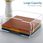 DINGHUO Acrylic File Folder Organizer, Hanging File Organizer Box, File Holder with Handles for Letter Size/A4, Clear File Bo