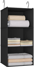 Hanging Closet Organizer - 3-Shelf, Easy Mount Foldable Wardrobe Storage Shelves for Clothes, Handbags, Shoes & Accessories -