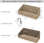 StorageWorks Woven Wall Baskets for Storage, Seagrass Baskets for Shelf, Wall Storage for Kitchen and Bathroom, Hanging Baske