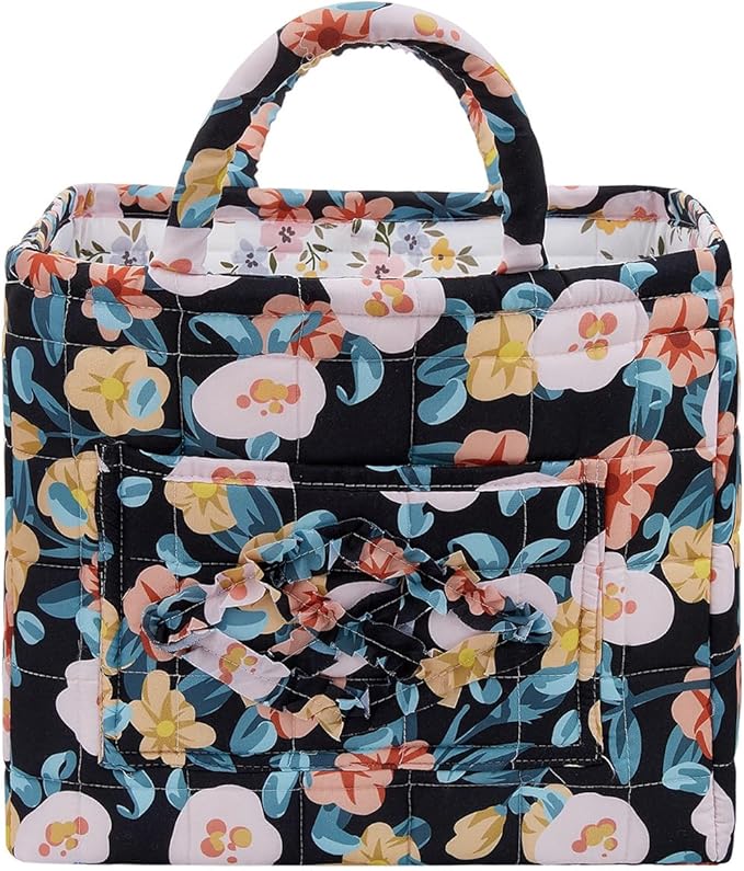 Boho Fabric Storage Basket, Large Capacity Laundry Basket, 12.2'' x 10.23'' x 10.23'' Collapsible Laundry Hamper with Easy Ca