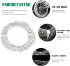 ICWEIMEI 500PCS Universal Disposable Steering Wheel Cover Plastic Transparent Car Steering Wheel Covers with Elastic Trims for Steering Wheels