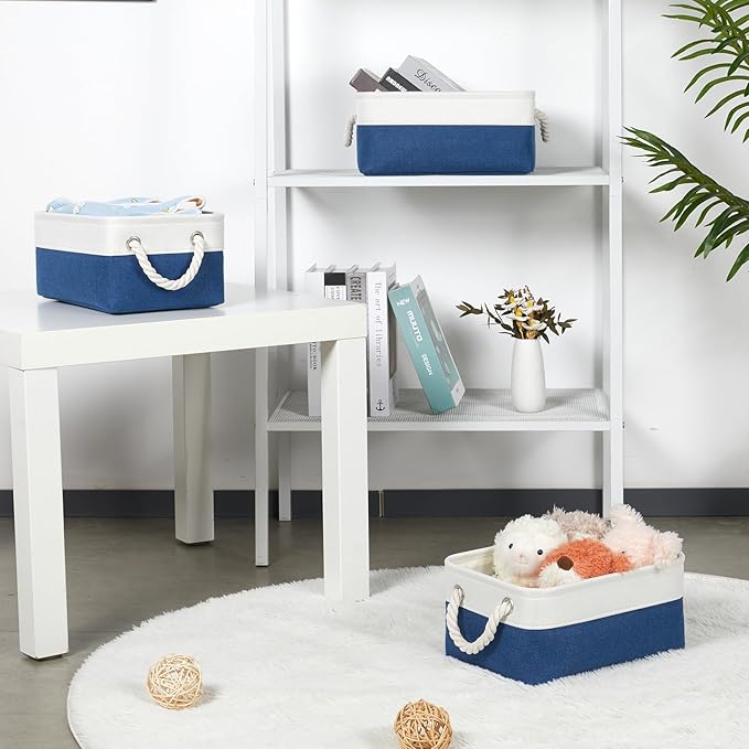 Bidtakay Small Storage Baskets for Shelves 3 Pack Fabric Storage Bins for Organizing Linen Collapsible Organizer for Closet-W