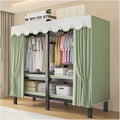 Portable Foldable Wardrobe Closet with Cover, Metal Clothing Rack with Hanging Rods, Space-Saving Storage Organizer for Bedro