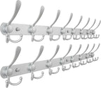 Dseap Coat Rack Wall Mount - 29.5” Long 8-Tri-Hooks Heavy Duty Coat Hanger Rail Wall Hooks for Hanging Coats Hats Clothing Cl