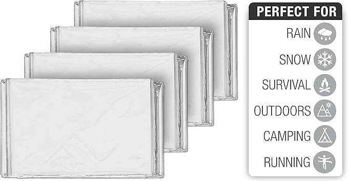Swiss Safe Emergency Mylar Thermal Blankets + Bonus Space Blanket - Compact & Insulated for Cold Weather - Designed for NASA,