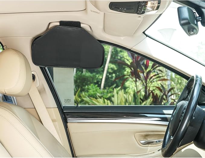 TFY Side Window Sun Visor for Car Roof Handles - Sun Glare and Heat Blocker for Driver or Passenger, Reduces Side Window Glare, Easy Installation and Storage (Black)