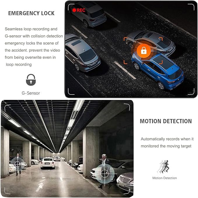 4 Channel Dash Cam 360° View, 1080P Front and Rear Inside, Left Right Dash Camera for Cars, Night Vision, WiFi & APP Control,