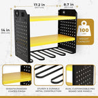 BUILTSTRONG Power Tool Organizer - 6 Drill Holder Wall Mount, 3 Tier Heavy-Duty Hand Storage Rack, Utility Racks, 2 Pegboard 