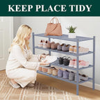 Smiry Long Bamboo Shoe Rack 4-Tier, Stackable Wooden Shoe Organizer for Entryway & Closet, Free Standing Wood Shoe Storage Sh